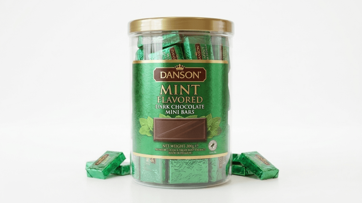 Danson Mint Flavoured Dark  Chocolate Mini Bar 300g Jar